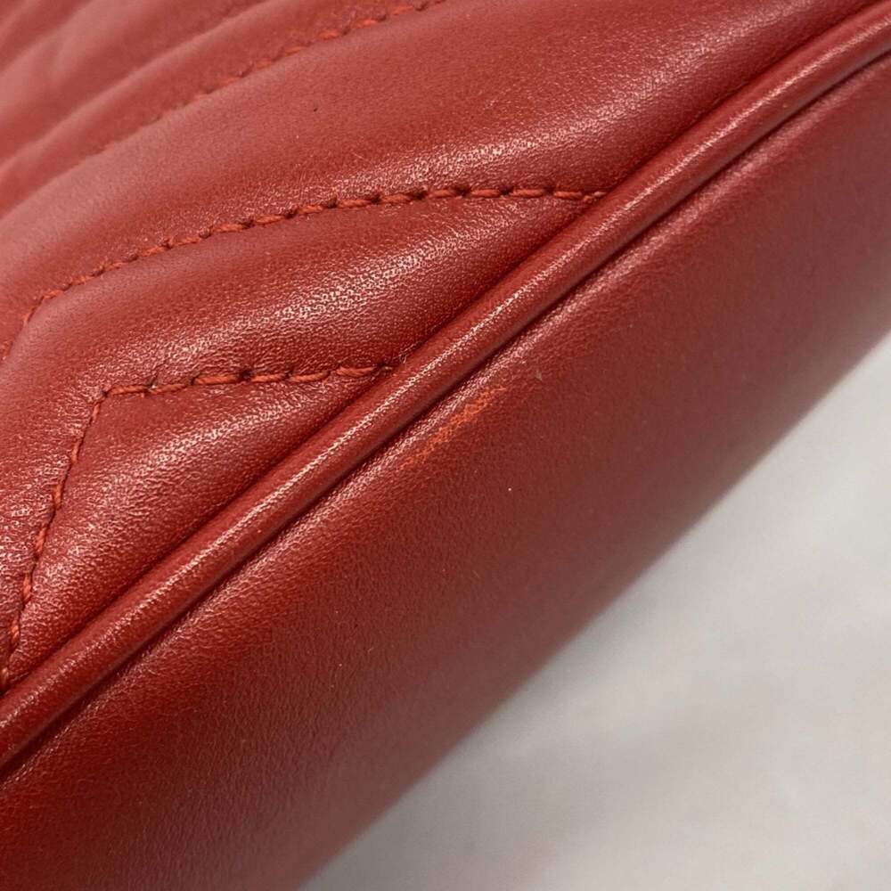 GUCCI Authentic Red Leather GG Marmont Backpack - Picture 6 of 12